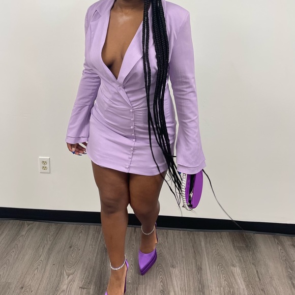 PrettyLittleThing | Dresses | Pretty Little Thing Lilac Fitted Waist Button  Detail Blazer Dress | Poshmark